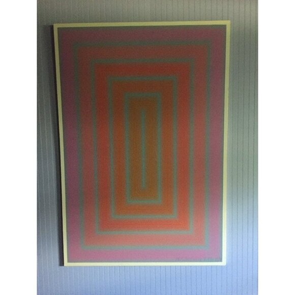 Vintage Fine Art Richard Anuszkiewicz "Reflections I - Blue Line With Mauve Cent - Picture 4 of 8